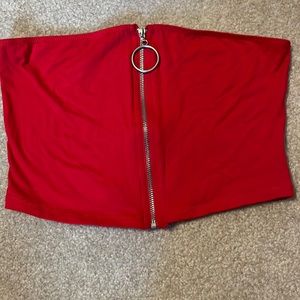 Heart & hips red zip tube top